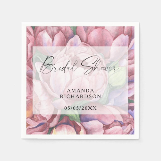 Blume für Aquarellmuster - Brautparty Serviette (Vorderseite)