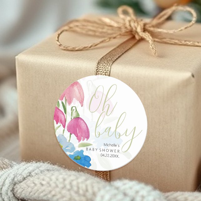 Blume für blaue Frühlingswasser Runder Aufkleber (Von Creator hochgeladen)