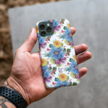 Blume für blaue und gelbe Wasserfarben Muster Mono Case-Mate iPhone Hülle<br><div class="desc">Elegante Aquarellfarben,  farbenfrohe Blume,  nahtloses Muster auf weißem Hintergrund. Maßgeschneidertes Monogramm, </div>