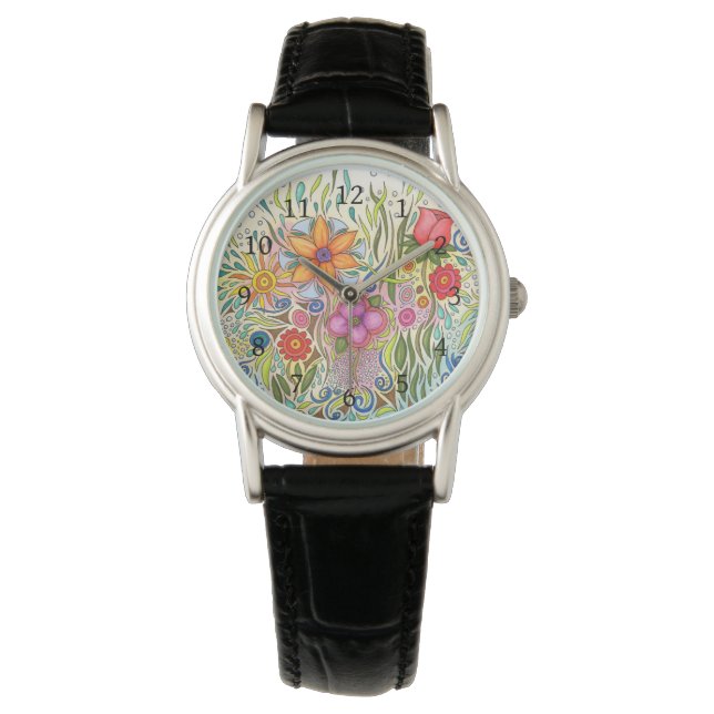 Blume für Blumendesign 12 Armbanduhr (Vorderseite)