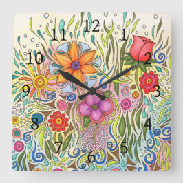 Blume für Blumendesign 12 Quadratische Wanduhr