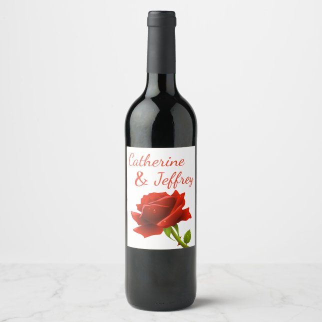 Blume für Blumenkohle Personalisierte Hochzeitsfei Weinetikett (Vorderseite)