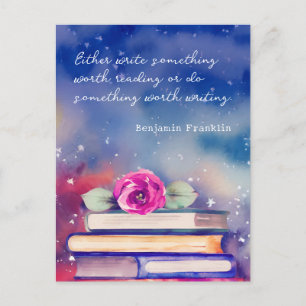 Blume für Bücher und Rosa - Sonderangebot Postkarte