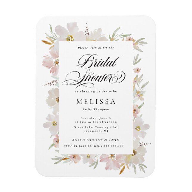 Blume für Creme und Wasserfarben Brautparty Magnet (Vertikal)