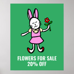 Blume für das Verkaufszeichen, Valentinstag-Poster Poster
