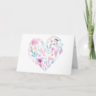 Blume für das Wasserfarbenherz Valentinstag Karte