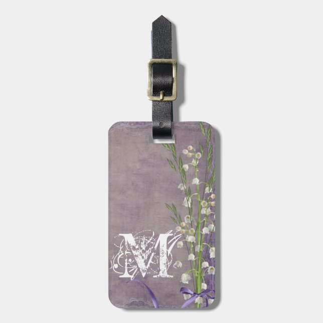 Blume für das weiße Land, das auf dem Monogramm-Ge Gepäckanhänger (Vorderseite vertikal)