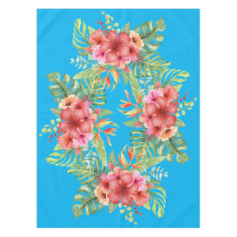 Blume für den Hibiskus von Aquarellen auf blau Tischdecke