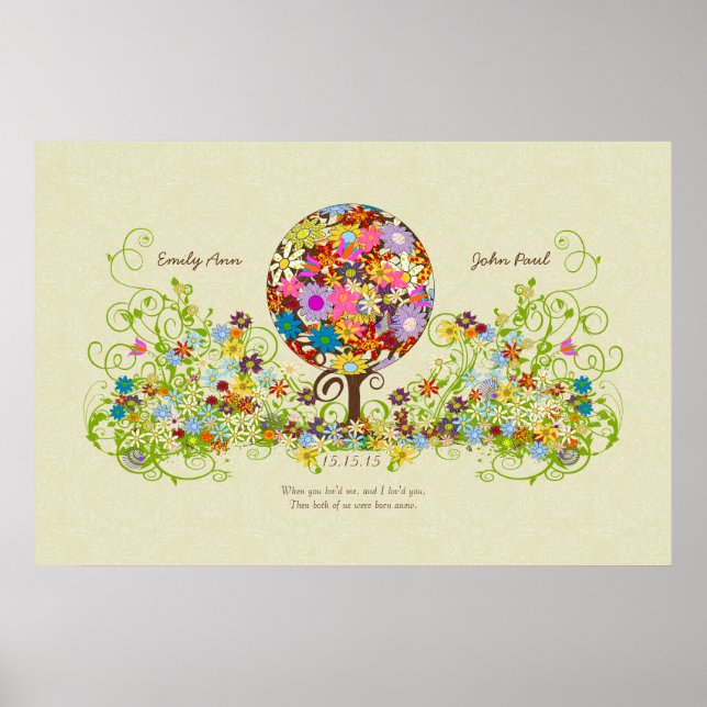 Blume für den Kreis dünne Damaskus Druckhintergrun Poster (Vorne)