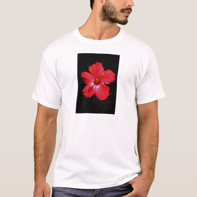 Blume für den roten Hibiskus in Rot T-Shirt (Vorderseite)