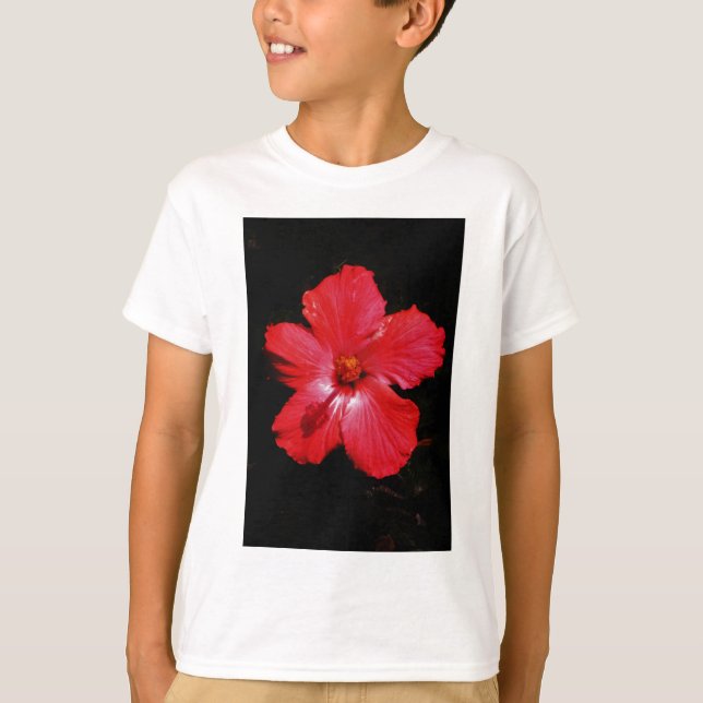 Blume für den roten Hibiskus in Rot T-Shirt (Vorderseite)