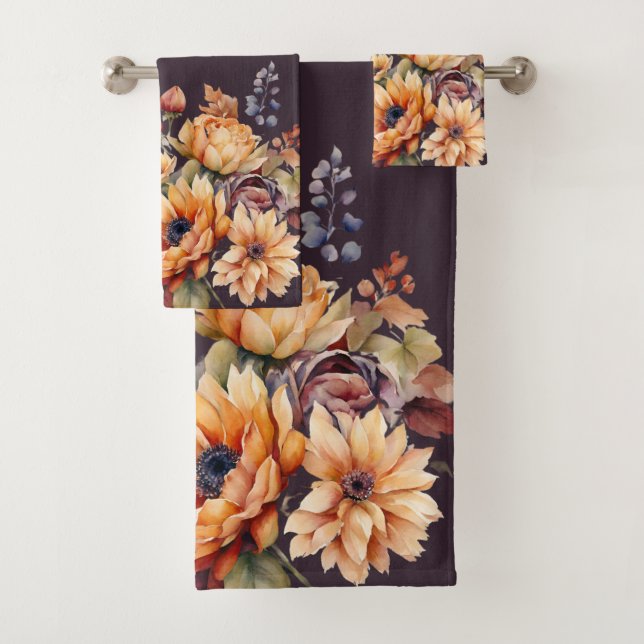 Blume für den Wasserfarbenfall Lila Badhandtuch Set (Insitu)