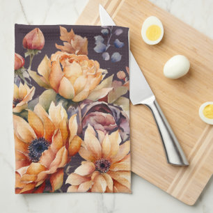 Blume für den Wasserfarbenfall - Lila- Geschirrtuch