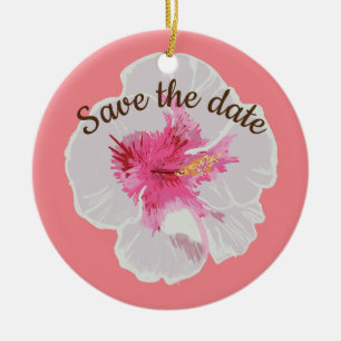 Blume für den weißen Hibiskus Keramik Ornament