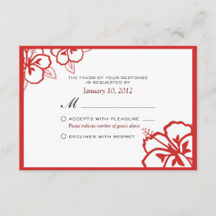 Blume für den weißen und roten Hibiskus - Custom U RSVP Karte