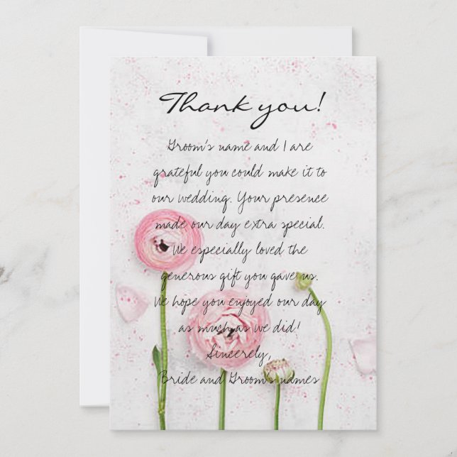 Blume für die Brauthochzeit Dankeschön-Karte Einladung (Vorderseite)