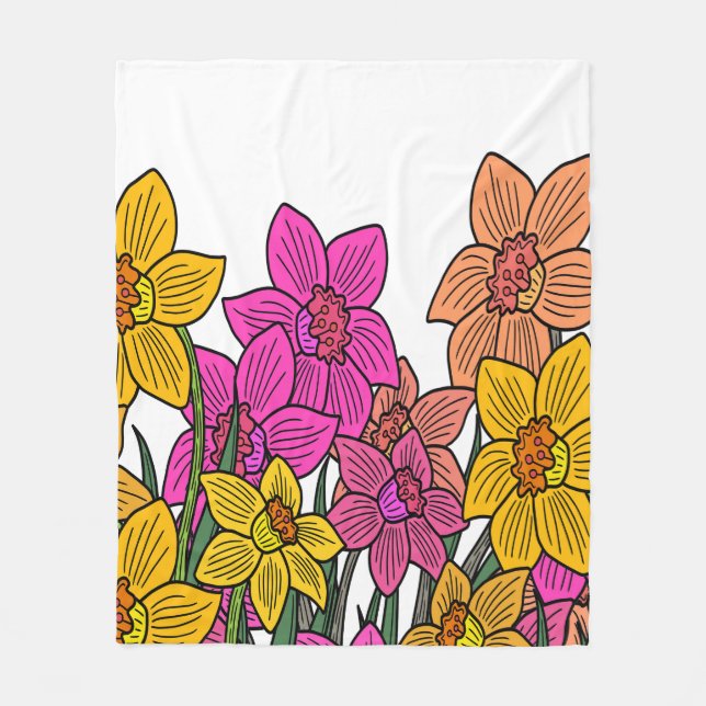Blume für farbenfrohe Kleidung Fleecedecke (Vorderseite)