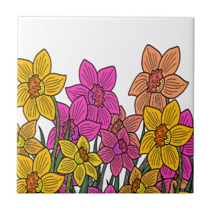 Blume für farbenfrohe Kleidung Fliese