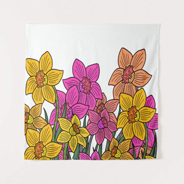 Blume für farbenfrohe Kleidung Wandteppich (Vorderseite)