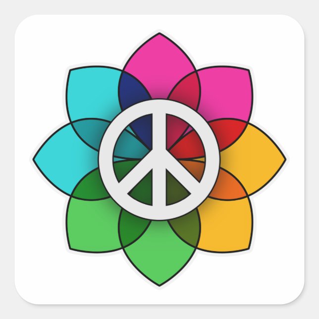 Blume für Frieden Quadratischer Aufkleber (Vorderseite)