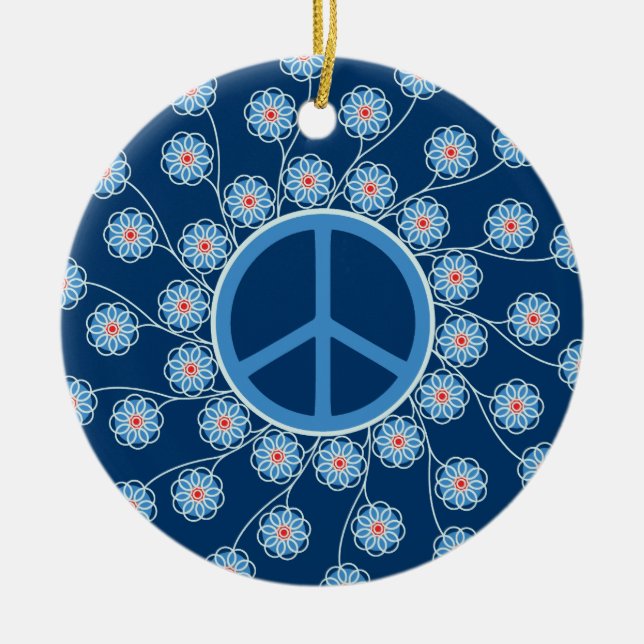 Blume für Friedenszeichen Keramik Ornament (Vorne)