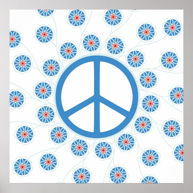 Blume für Friedenszeichen Poster (Vorne)
