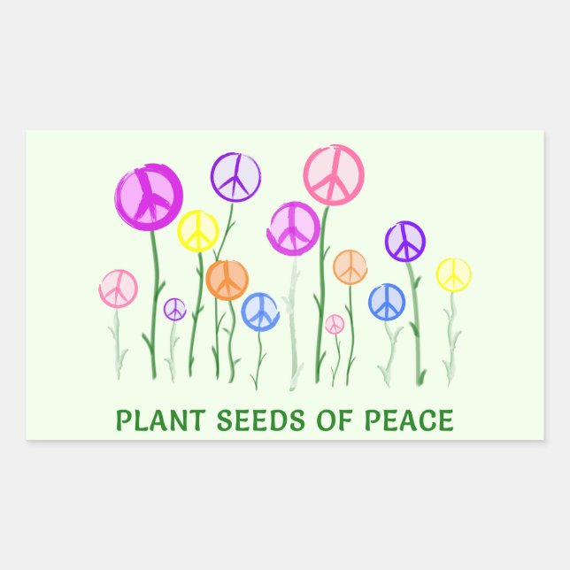 Blume für Friedenszeichen Rechteckiger Aufkleber (Vorderseite)