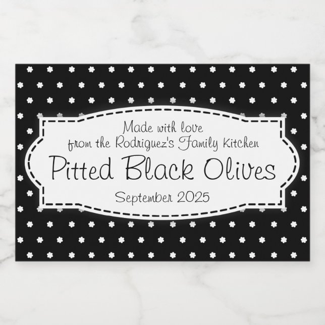Blume für gepeitschte Oliven-Polka Lebensmitteletikett (Einzelnes Label)