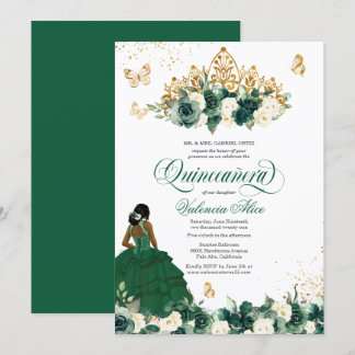 Blume für grüne Wasserfarben + Schmetterling Quinc Einladung