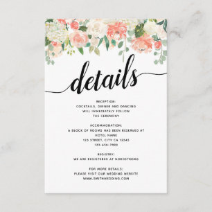Blume für Hochzeiten, Pfirsich und Blush Begleitkarte