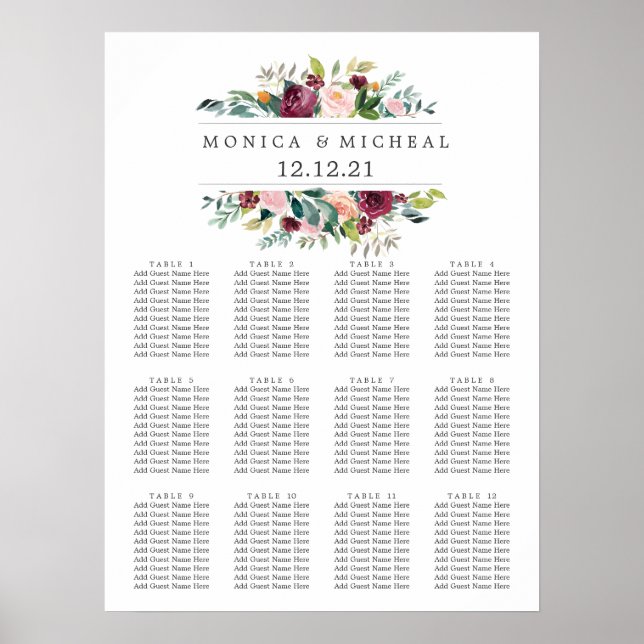 Blume für Hochzeitssitze in Ländern Poster (Vorne)