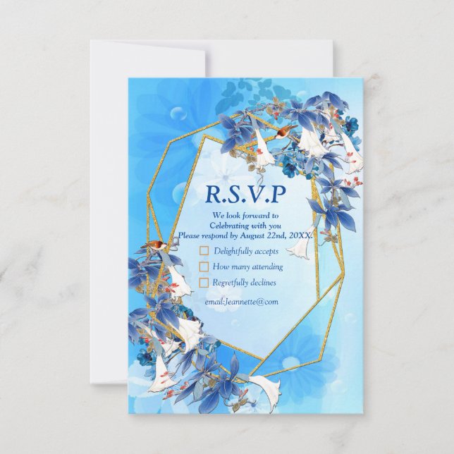 Blume für illustrierte Wasserfarben RSVP Karte (Vorderseite)