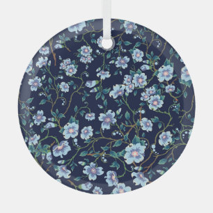 Blume für Kinder: nahtlos dunkelblau Ornament Aus Glas