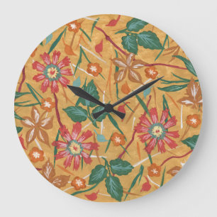 Blume für künstlerische Aquarellbilder: Farbenfroh Große Wanduhr