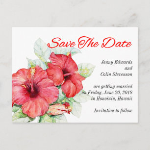 Blume für künstlerische Hibisken Save the Date Fot Ankündigungspostkarte