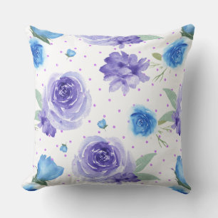 Blume für Lavendel und blaue Wasserfarben Kissen