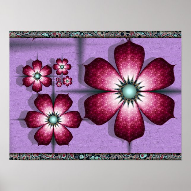 Blume für lila Fraktal Poster (Vorne)
