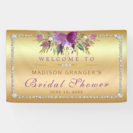 Blume für lila Glitzer Diamonds Gold Brautparty Banner