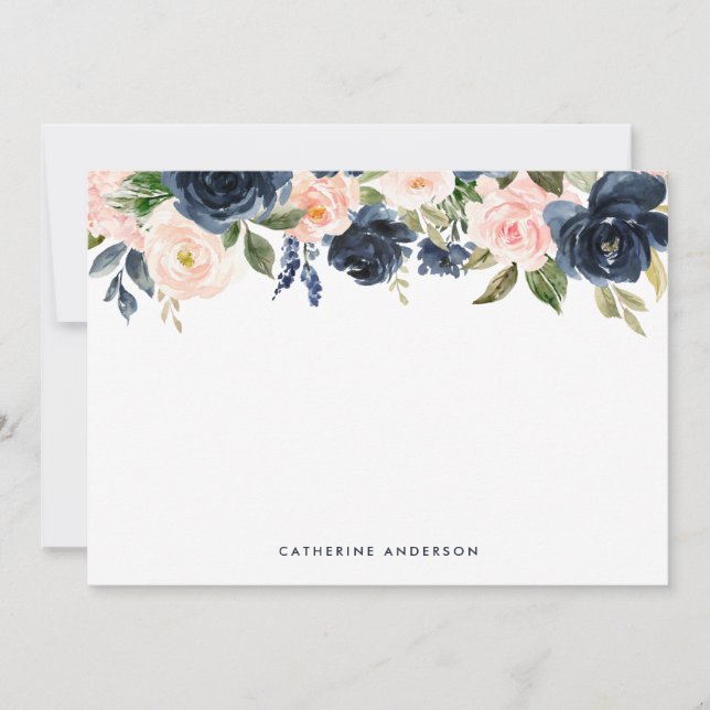 Blume für Navy Blue und Blush Mitteilungskarte (Vorderseite)