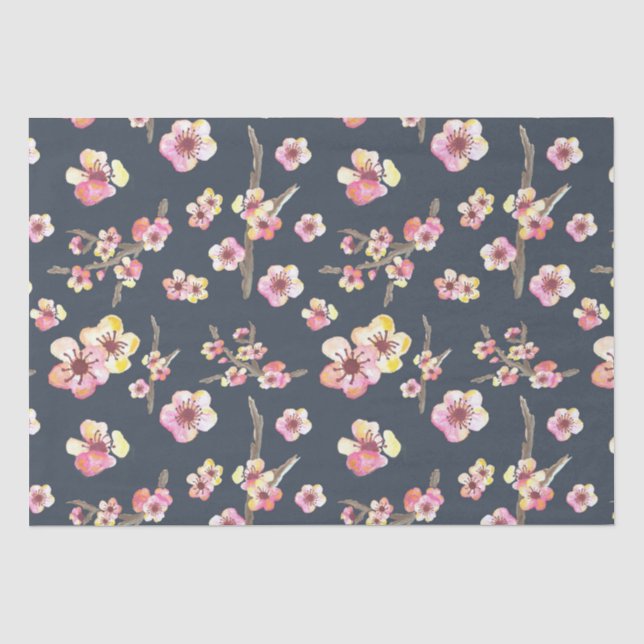 Blume für Navy Blue und Pink Cherry Blossom Seidenpapier (Vorderseite)