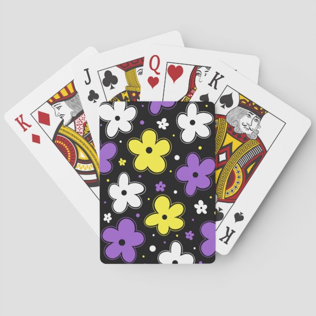 Blume für nicht binäre Stachelflaggen Doodle-Gelb  Spielkarten (Rückseite)