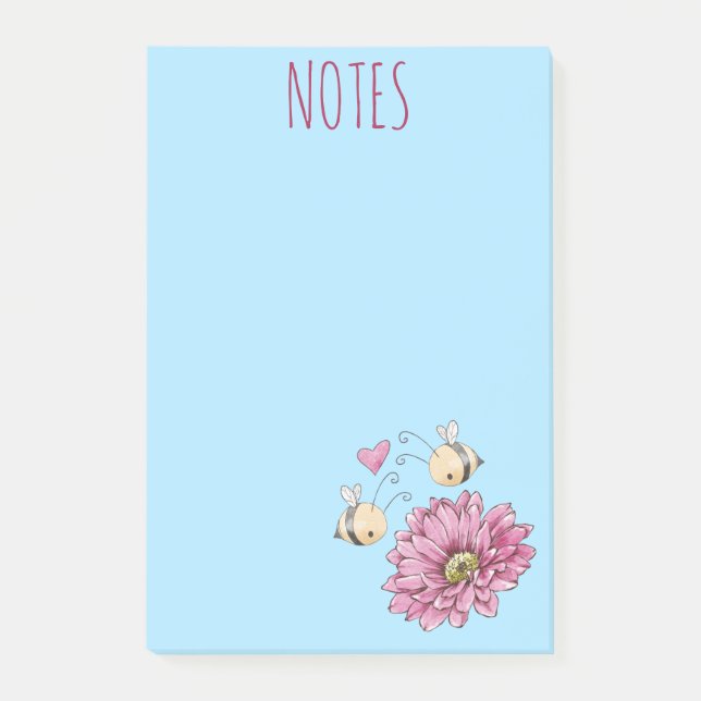 Blume für niedliche Bienen Post-it Klebezettel (Vorderseite)
