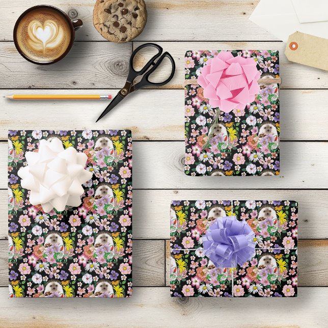 Blume für niedliche Igel Geschenkpapier Set (Von Creator hochgeladen)
