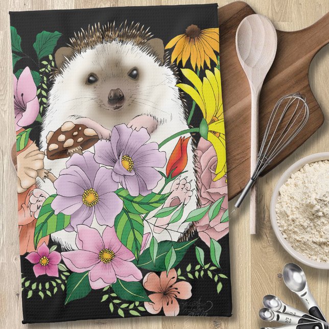 Blume für niedliche Igel Geschirrtuch (Von Creator hochgeladen)