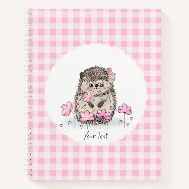 Blume für niedliche Igel rosa Muster Notizbuch (Vorderseite)