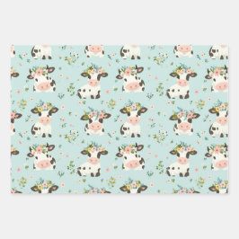 Blume für niedliche Kuh-Wrapper für alle Veranstal Geschenkpapier Set