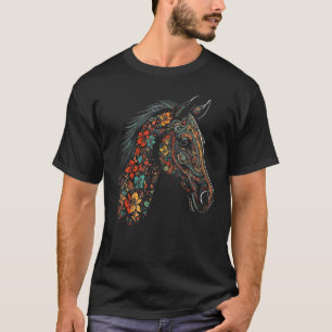 Blume für Pferde Artwork Farbenfrohe Reittiere T-Shirt