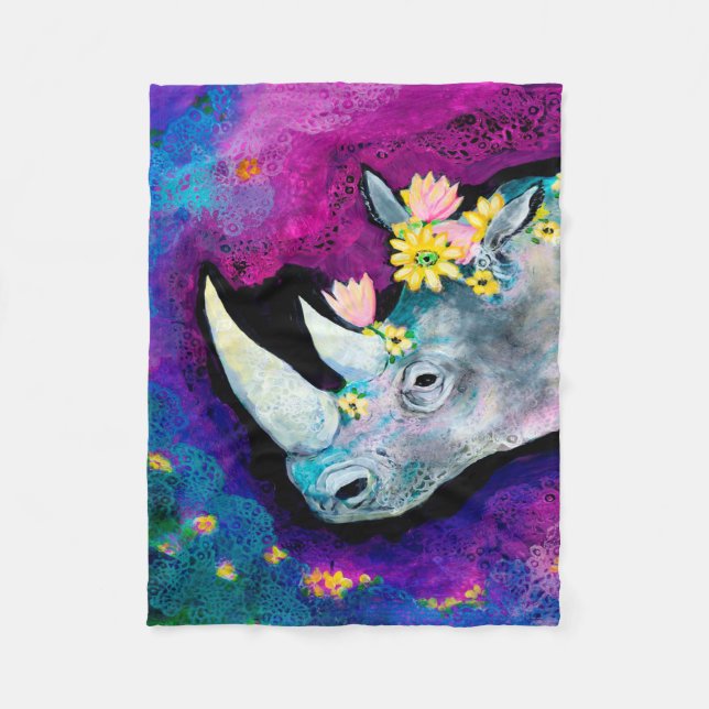 Blume für Rhino Fleecedecke (Vorderseite)
