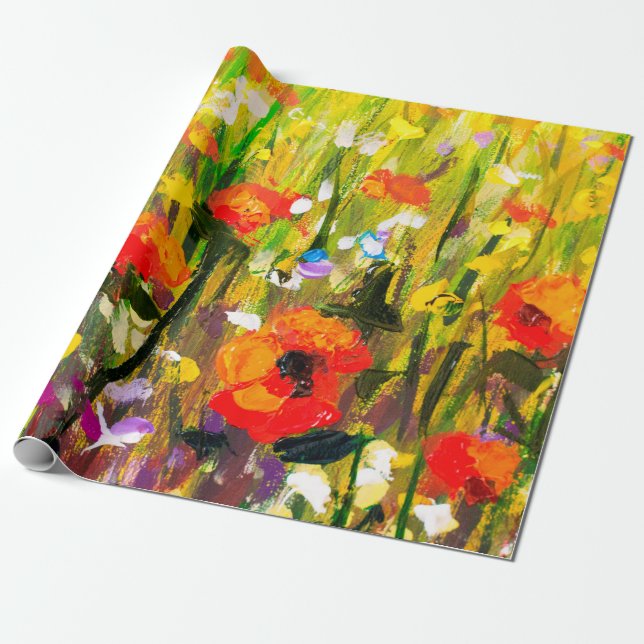 Blume für Rote Mohnchen - Original handgefertigt Geschenkpapier (Ungerollt)