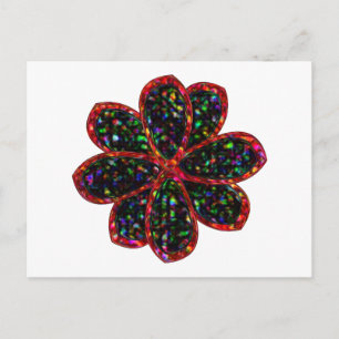 Blume für Schwarz und Rot Glitzer Postkarte